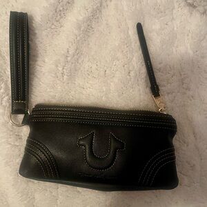 True Religion Black Wristlet with Stitch Detail